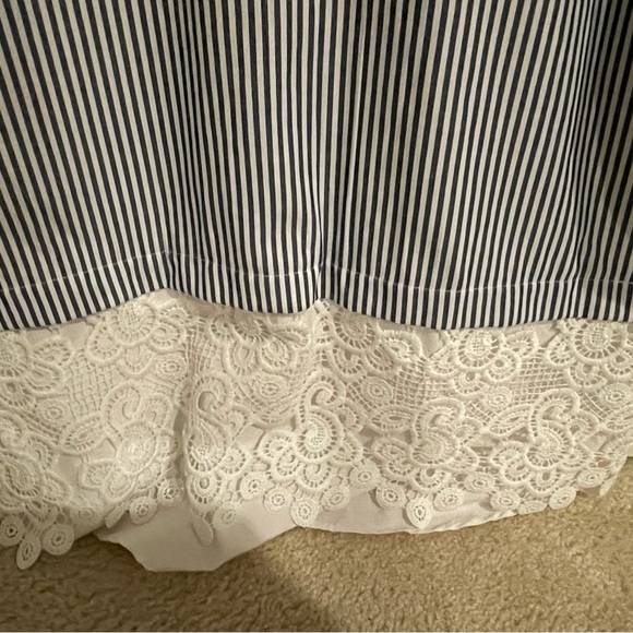 Zara Striped Contrasting Lace Shirt Dress Top - Picture 5 of 5